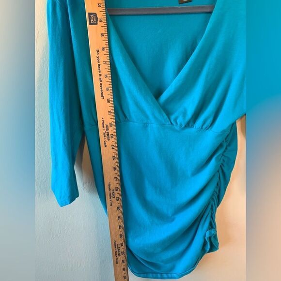 Bisou Bisou blue wrap look top size L - Picture 5 of 6